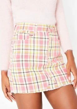 Momokrom Cropped Plaid Mini Skirt