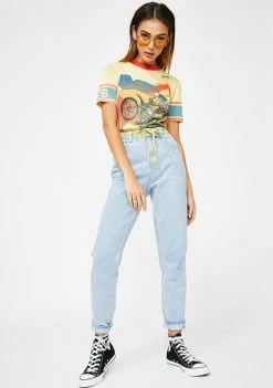 Momokrom Bleach Wash Mom Jeans Bottoms