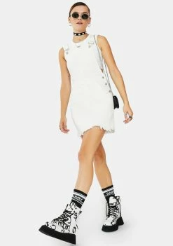 Momokrom Dresses Ivory Denim Overall Dress