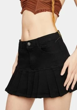 Momokrom Shop 33 Momokrom Black Denim Pleated Mini Skirt