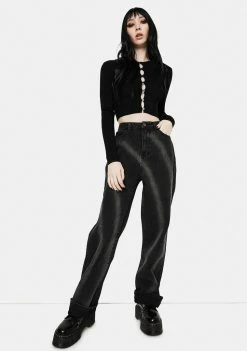 Momokrom Washed Black Tie Dye Circle Effect Baggy Wide Leg Jeans