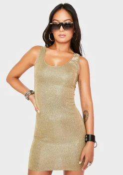 Momokrom Champagne Glitter Mini Dress