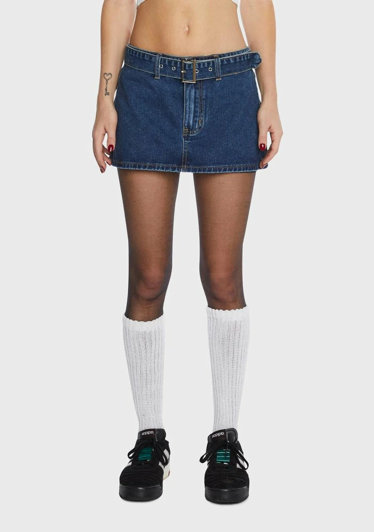 Momokrom Mid Rise Mini Belted Denim Skirt 3 Momokrom Mid Rise Mini Belted Denim Skirt