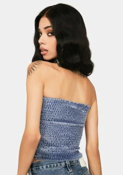 Momokrom Blue Velvet Ruched Bandeau Top 9 Momokrom Blue Velvet Ruched Bandeau Top