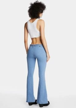 Momokrom Flares Low Rise Belted Flare Jeans