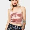 Momokrom Tops Pink Velvet Ruched Cami Tank