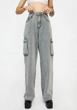 Momokrom High Rise Baggy Boyfriend Jeans With Chain Detail