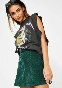 Momokrom Bottoms Emerald Corduroy Belted Mini Skirt