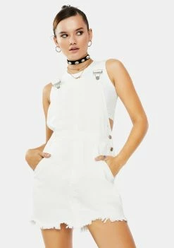 Momokrom Dresses Ivory Denim Overall Dress