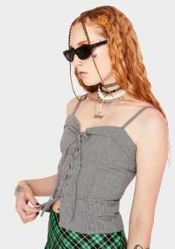 Momokrom Lace Micro Check Tank Top Tops