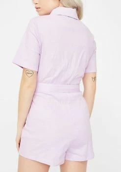 Momokrom Pink Zip-Up Tie Waist Romper