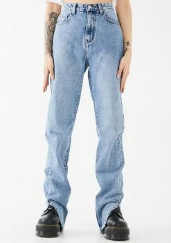 Momokrom Side Slit Hem Vintage Wash Jeans
