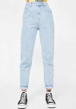 Momokrom Bleach Wash Mom Jeans Bottoms