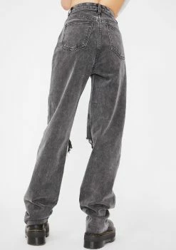 Momokrom Washed Straight Leg Distressed Jeans Bottoms 9 Momokrom Washed Straight Leg Distressed Jeans Bottoms