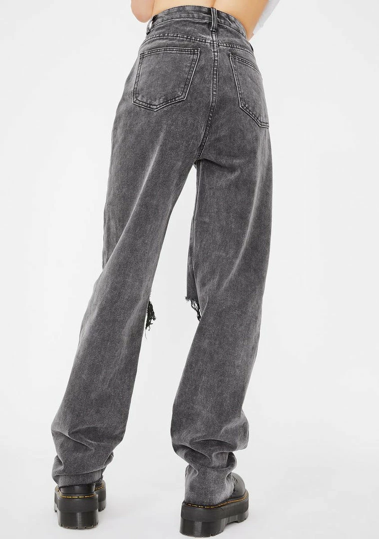 Momokrom Washed Straight Leg Distressed Jeans Bottoms 6 Momokrom Washed Straight Leg Distressed Jeans Bottoms
