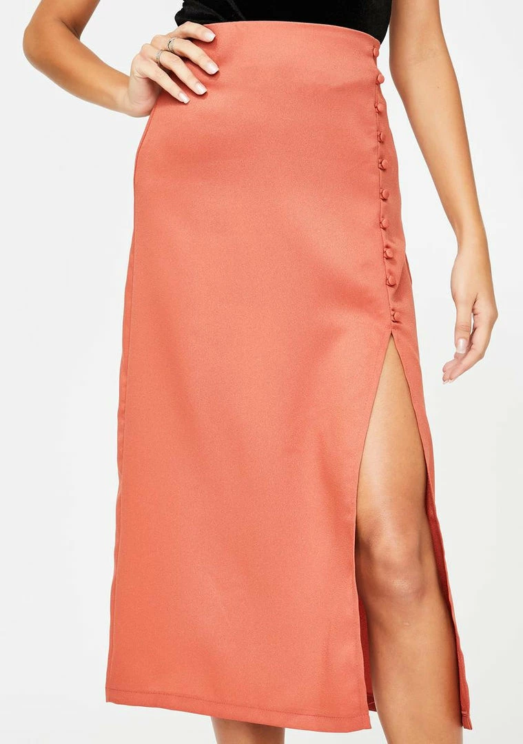 Momokrom Rust Side Split Midi Skirt Bottoms 3 Momokrom Rust Side Split Midi Skirt Bottoms