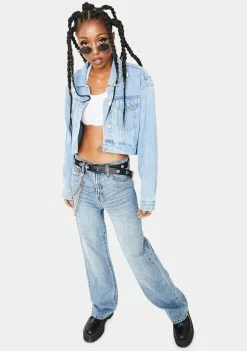 Momokrom Light Vintage Wash Cropped Denim Jacket Outerwear