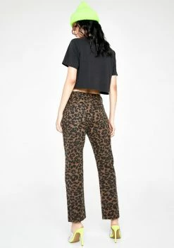 Momokrom Leopard Skinny Denim Jeans Bottoms