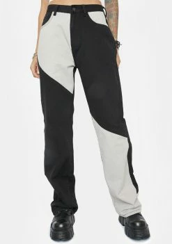 Momokrom Color Block Mid Rise Wide Leg Jeans