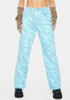 Momokrom Swirl Print Mid Rise Baggy Boyfriend Jeans