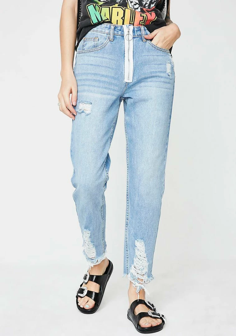 Momokrom Zip Front Jeans Bottoms 3 Momokrom Zip Front Jeans Bottoms