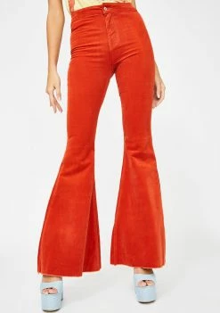 Momokrom Bottoms Orange Mermaid Flare Corduroy Pants