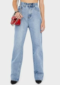 Momokrom Mid Blue Loose Fit Straight Leg Jeans