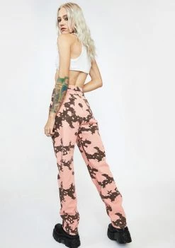 Momokrom Boyfriend Jeans Cow Print Relaxed Straight Leg Jeans