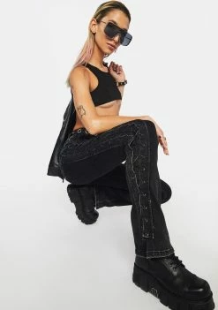 Momokrom Fitted Flare Jeans With Rope Detail