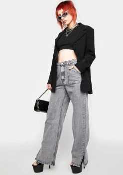 Momokrom Washed Grey Wide Leg Baggy Pants