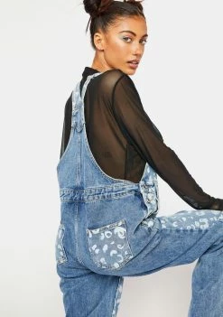 Momokrom Painted Leopard Denim Overalls