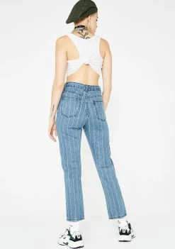 Momokrom Bottoms White Striped Denim Jeans 10 Momokrom Bottoms White Striped Denim Jeans