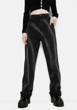 Momokrom Washed Black Tie Dye Circle Effect Baggy Wide Leg Jeans