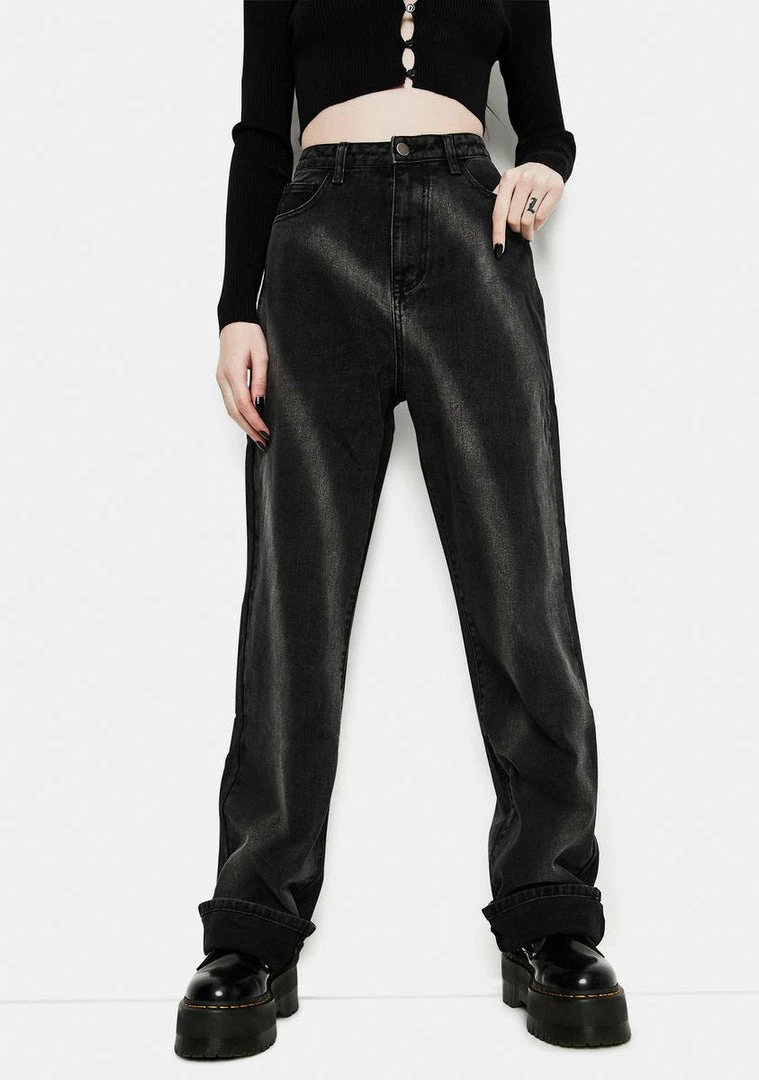 Momokrom Washed Black Tie Dye Circle Effect Baggy Wide Leg Jeans 3 Momokrom Washed Black Tie Dye Circle Effect Baggy Wide Leg Jeans