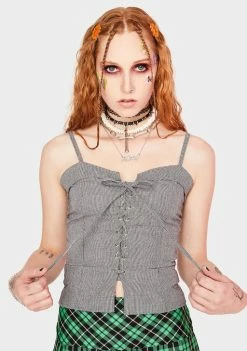 Momokrom Lace Micro Check Tank Top Tops