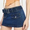 Momokrom Low Rise Belted Denim Cargo Mini Skirt 2 Momokrom Low Rise Belted Denim Cargo Mini Skirt