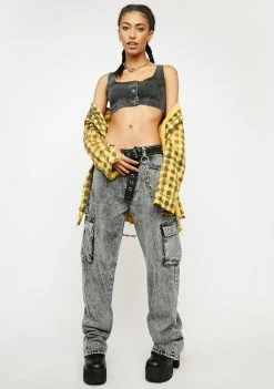 Momokrom Washed Grey Extreme Crop Top