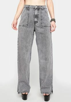 Momokrom Washed Grey Wide Leg Baggy Pants