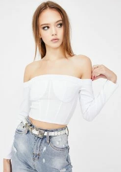 Momokrom White Corset Off The Shoulder Top
