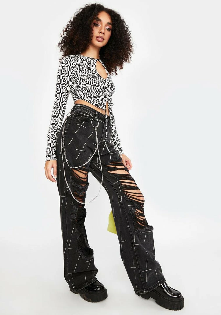 Momokrom High Rise Baggy Boyfriend Jeans With Chain Detail And Distressing 5 Momokrom High Rise Baggy Boyfriend Jeans With Chain Detail And Distressing