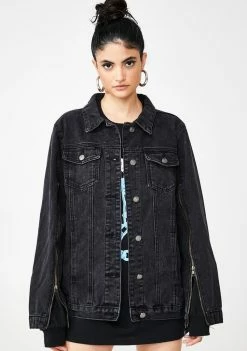 Momokrom Zip Sleeve Black Denim Jacket