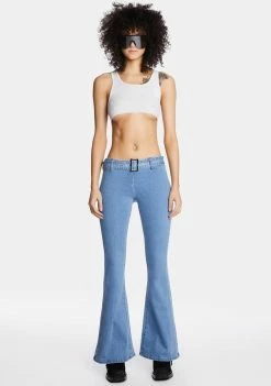 Momokrom Flares Low Rise Belted Flare Jeans