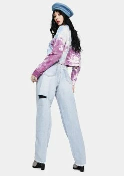 Momokrom Thigh Slash Baggy Jeans Bottoms