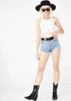 Momokrom High Waist Distressed Shorts