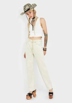 Momokrom Khaki Grey Wide Leg Jeans