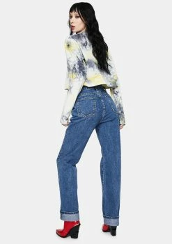 Momokrom Dark Wash Extra Long Straight Jeans Bottoms