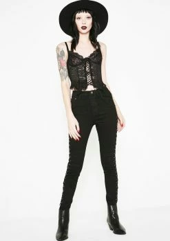 Momokrom Lace Up Skinny Pants Bottoms