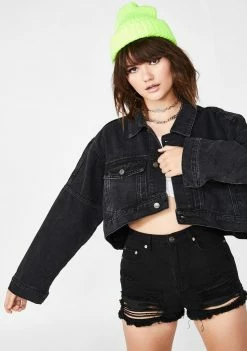Momokrom Black Raw Hem Denim Jacket