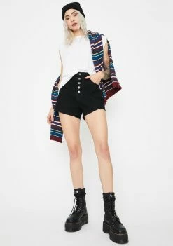 Momokrom Washed Roll Hem Denim Shorts