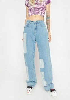 Momokrom Painted Patches Wide Leg Jeans Bottoms